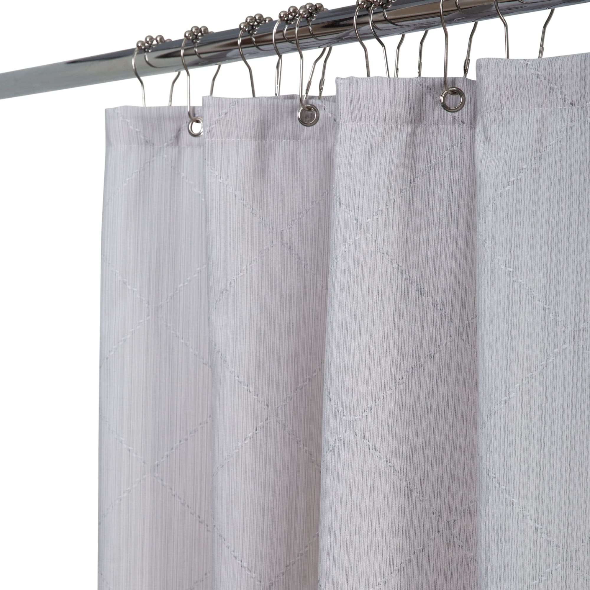 Elle Décor Gray Jacquard Weave Diamond Design Shower Curtain